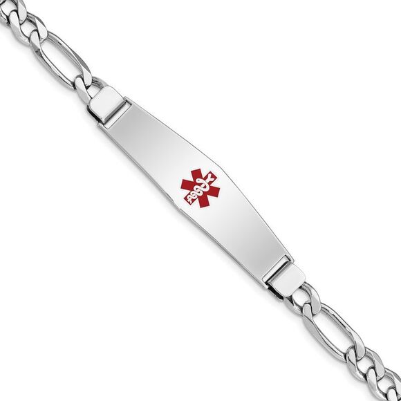 Kazi Luxury Sterling Silver Rhodium-plated Medical ID Figaro Link Bracelet